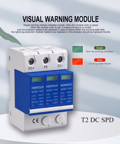 1000V 20ka 40ka 2p 3p DC SPD 태양광 서지 보호기 및 태양광 서지 보호 장치